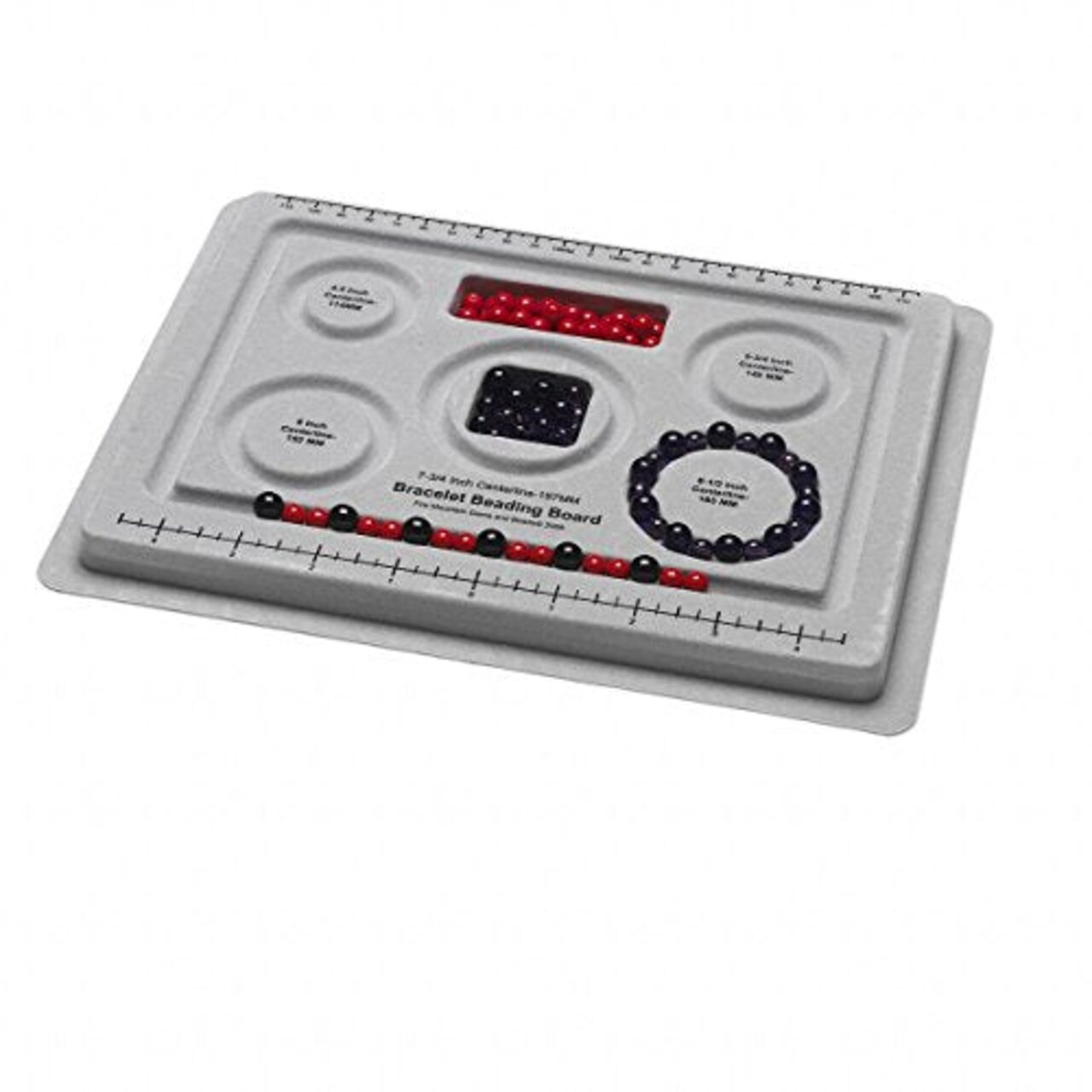 Bead board grey with flocking 10x7-1/2 inches with 5 round grooves for bracelets (Grey)